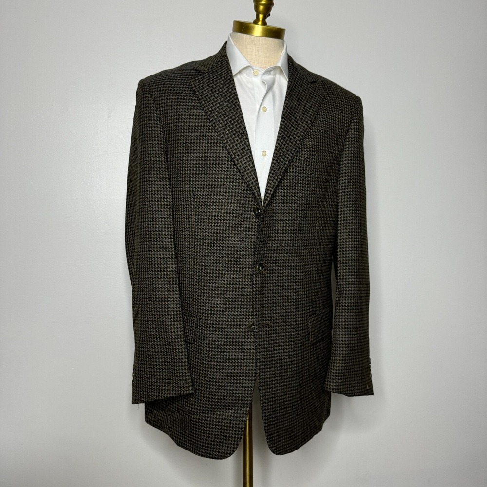 Monsieur by Givenchy Sport Coat Mens 42L Brown Houndstooth Wool Alpaca Blazer